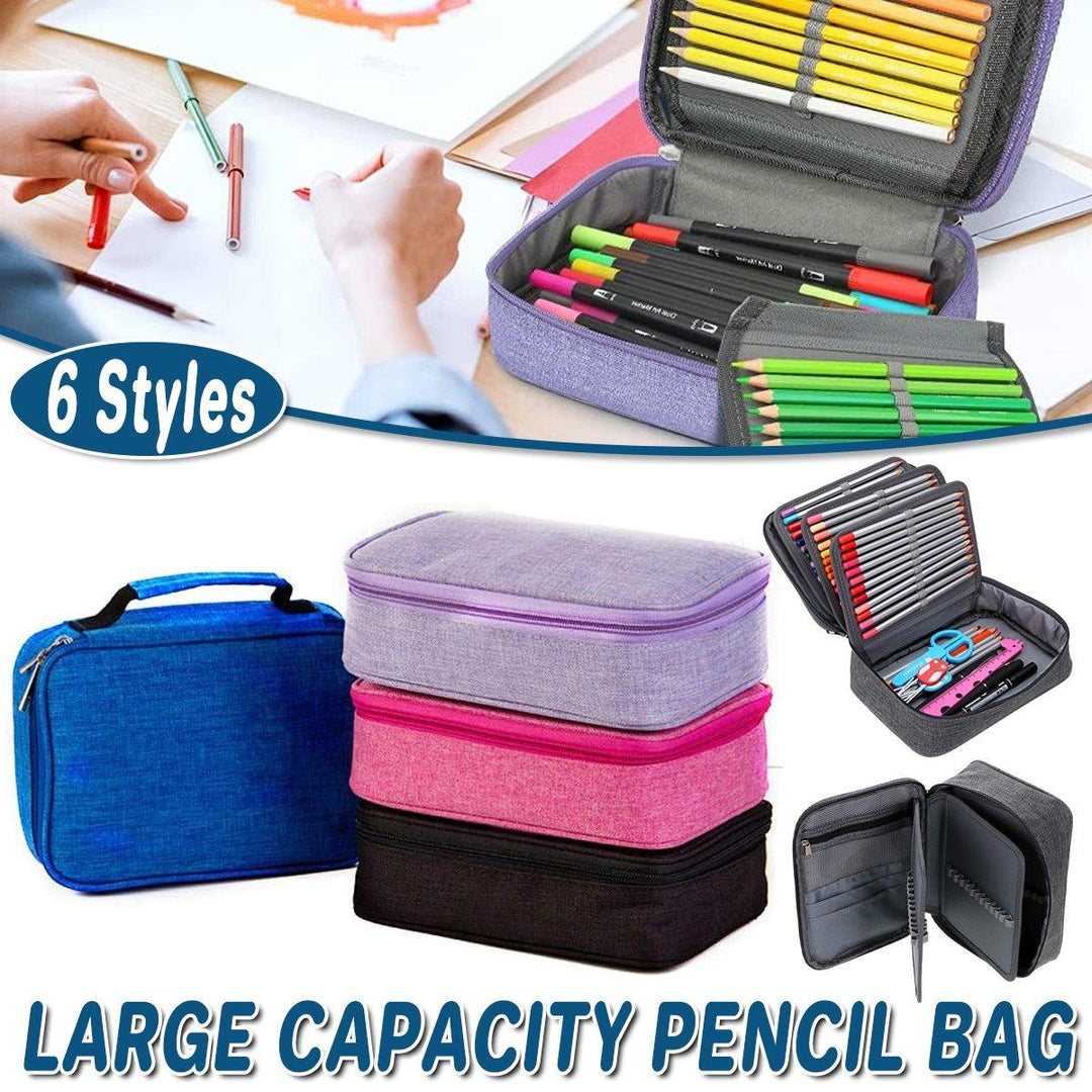 Large Capacity Waterproof Pen Pouch Pencil Case Student Stationery Storage Bag - Black