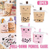 Cute Bubble Tea Cartoon Stationery Box Retractable Standing Pencil Holder Case