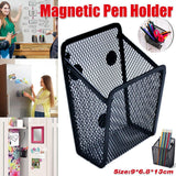 Metal Iron Mesh Pen Holder Magnetic Square Office Desk Storage Organizer Box