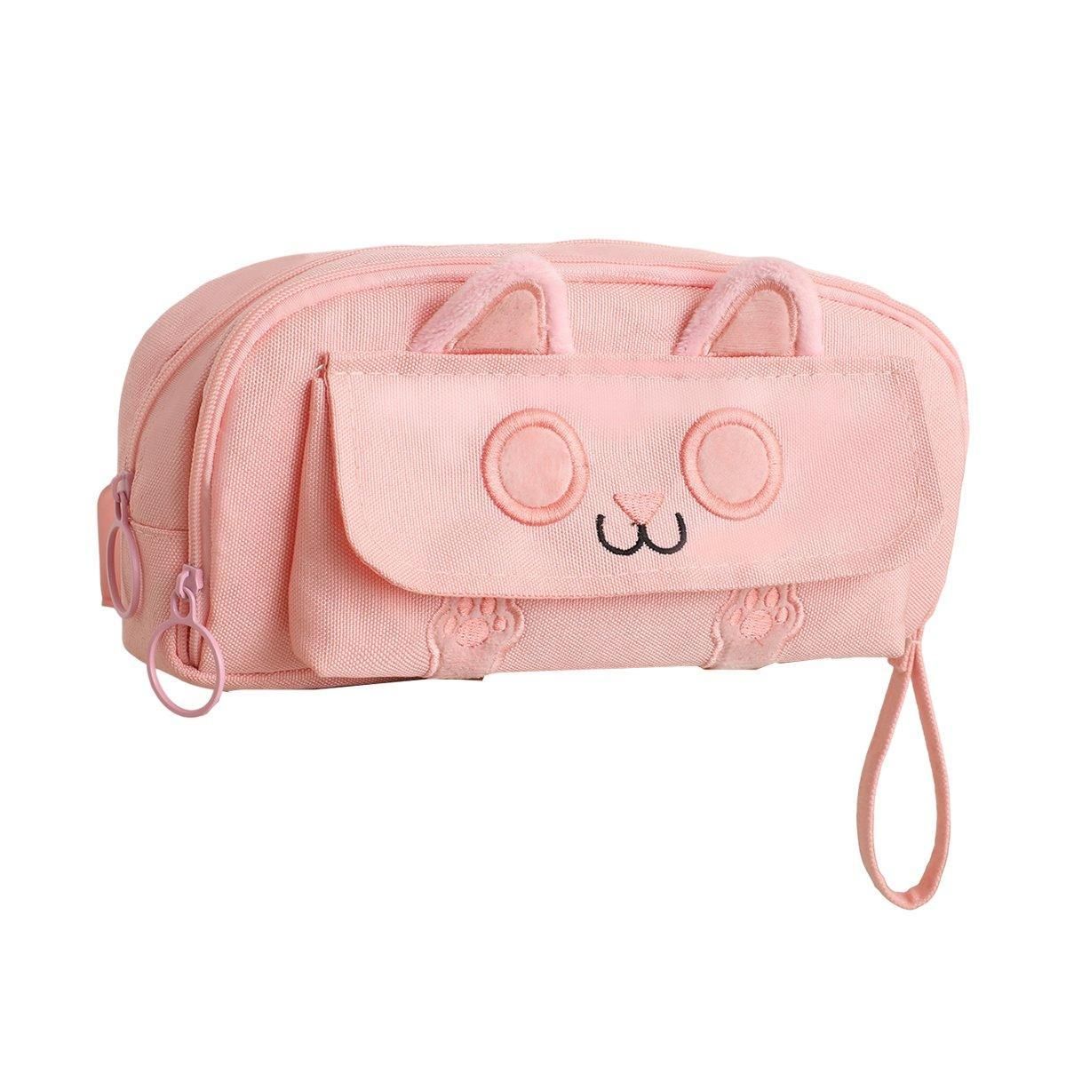 Multifunction Pencil Case For Boys Girls Embroidered Large Capacity Pencil Case - Pink