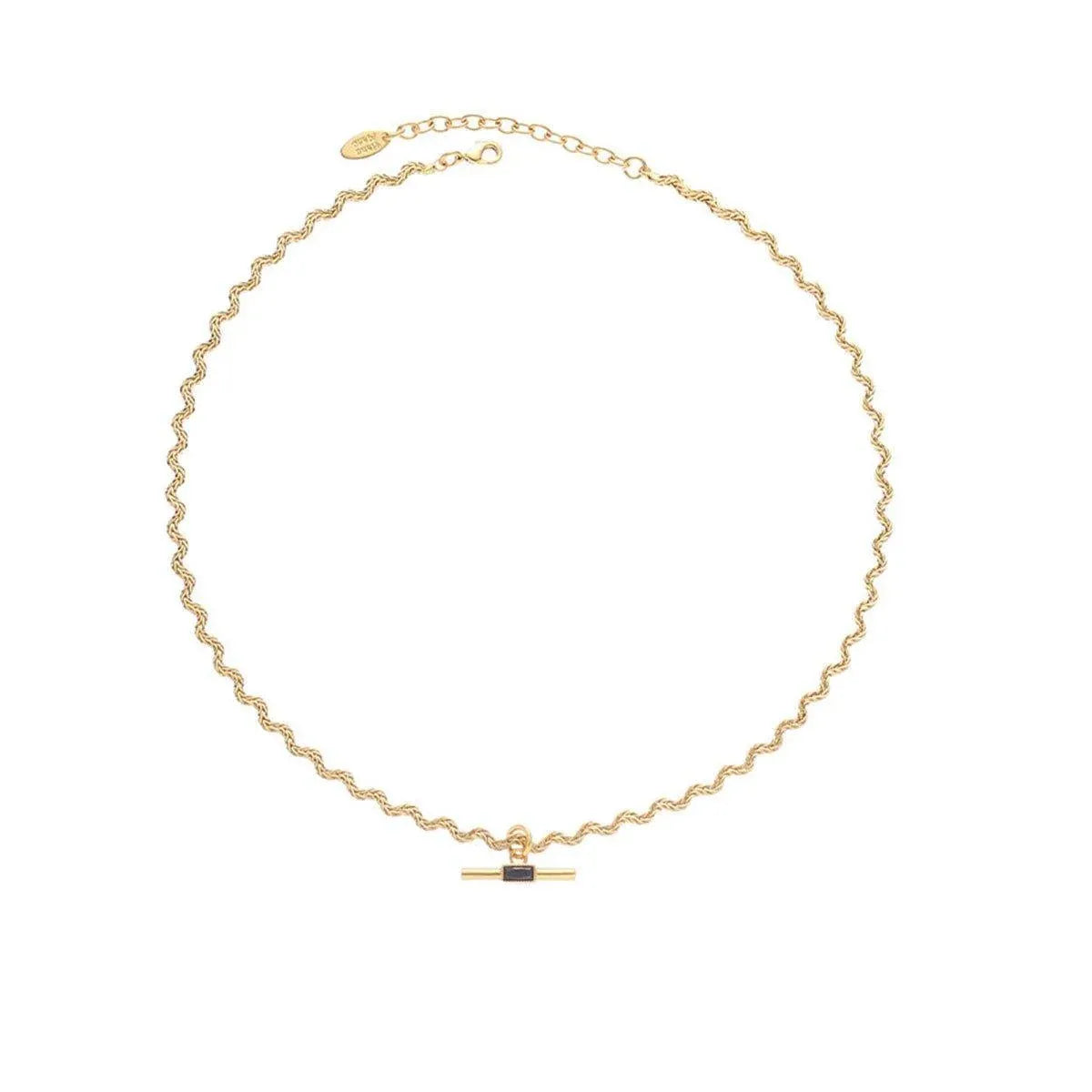 Vintage Retro Style Curved Chain Necklace for Women Fashion Jewelry Accessory - Black