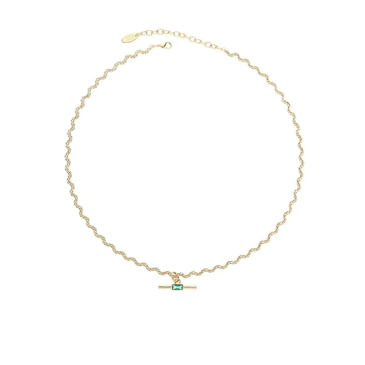 Vintage Retro Style Curved Chain Necklace for Women Fashion Jewelry Accessory - Green