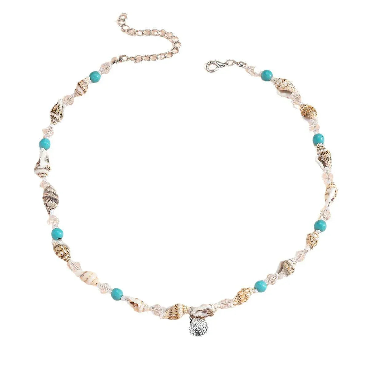 Sea Shell Conch Starfish Anklet Necklace Set for Women Beach Jewelry Gift - Pendant