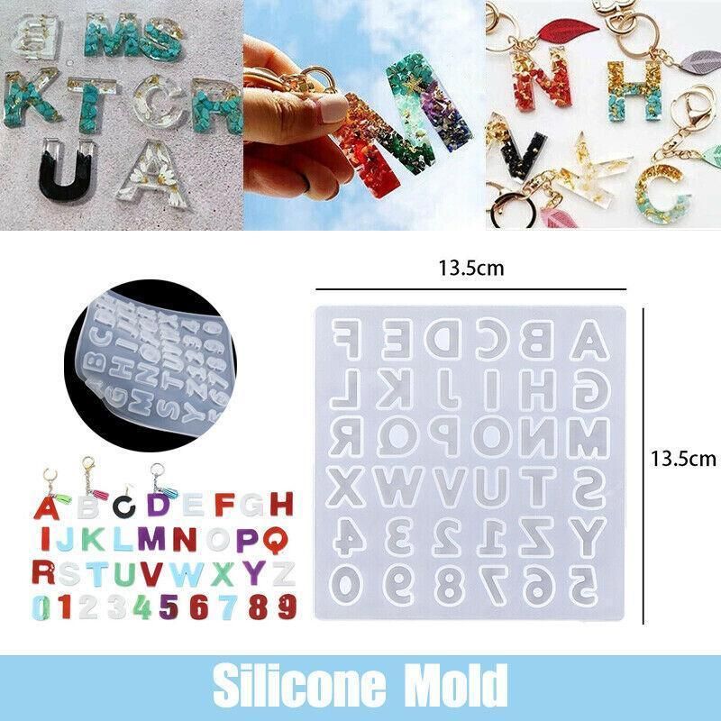 Alphabet Number Silicone Pendant Mold Necklace Jewelry Resin Mould Casting Craft