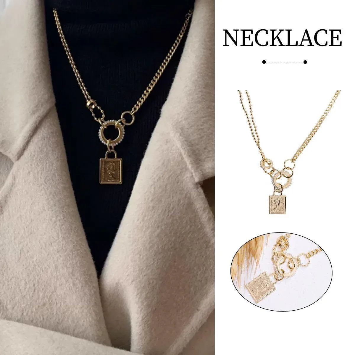Vintage Gold Necklace Elegant Jewelry Women Classic Beauty Statement Piece