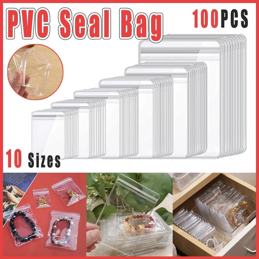 100pcs PVC Self-Sealing Jewelry Bags Anti-Oxidation Storage Dustproof Bags - 9*13cm