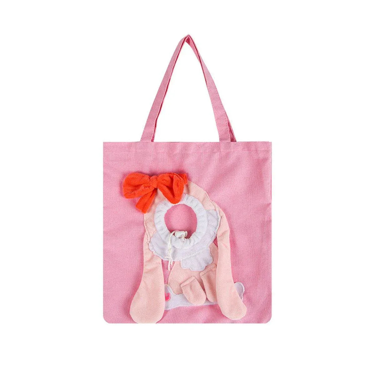 Portable One Shoulder Cat Dog Canvas Bag Breathable Pet Carrier for Travel - Pink