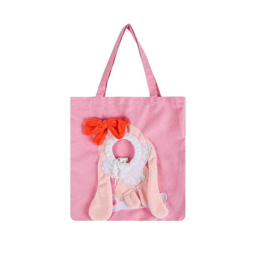 Portable One Shoulder Cat Dog Canvas Bag Breathable Pet Carrier for Travel - Pink