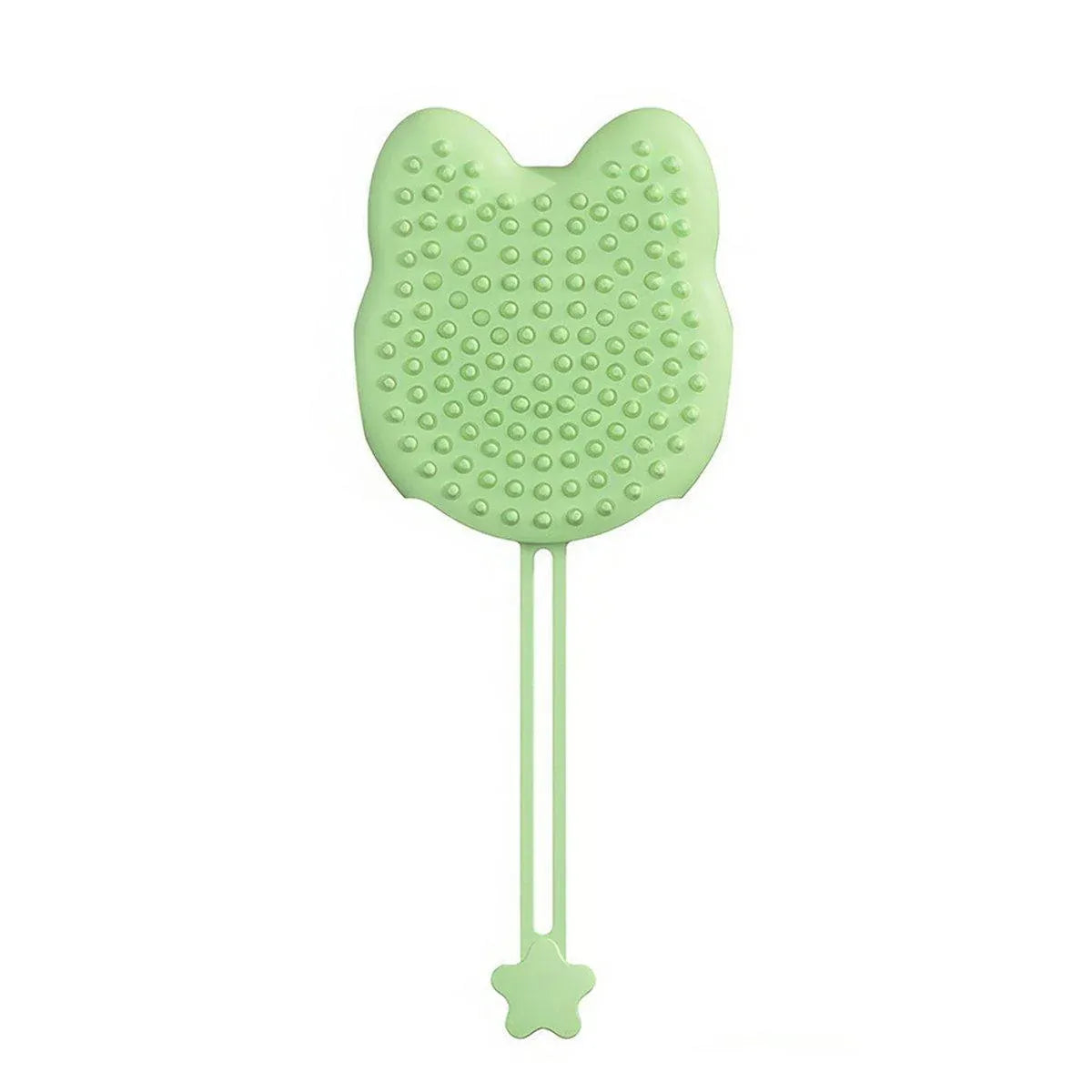 Double Hand Cat Bath Gloves Hair Removal Comb Grooming Floating Hair - Green