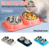 Cat Dog Food Bowl Double Slanted Mouth Feeding Water Dish Raised Pet Bowl Stand - Dark Blue