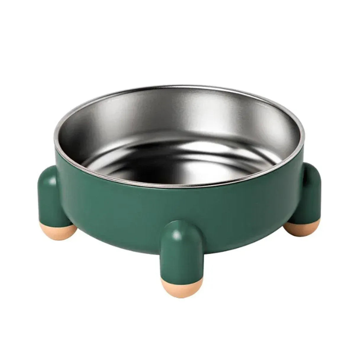 Anti-Tip Stainless Steel Dog Bowl Pet Basin for Dogs Cats Durable Feeding Dish - Green