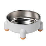 Anti-Tip Stainless Steel Dog Bowl Pet Basin for Dogs Cats Durable Feeding Dish - White