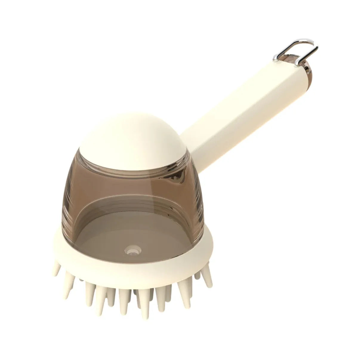 Pet Bath Brush Dog Massage Brush Press to Dispense Liquid Pet Grooming Tools - Beige