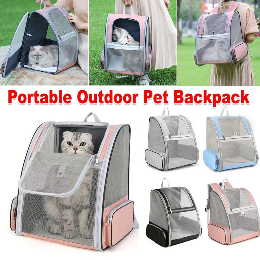 Large Foldable Breathable Portable Cat Dog Bag Outdoor Shoulder Pet Backpack - Blue