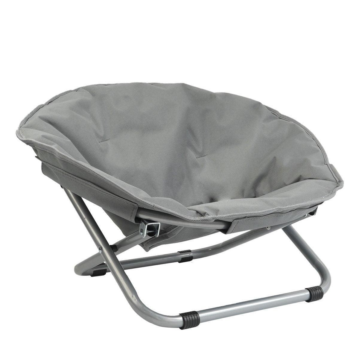 Folding Pet Bed Chair Portable Round Dog Bed Cat Bed Cushion for Pets Indoor Use - Grey