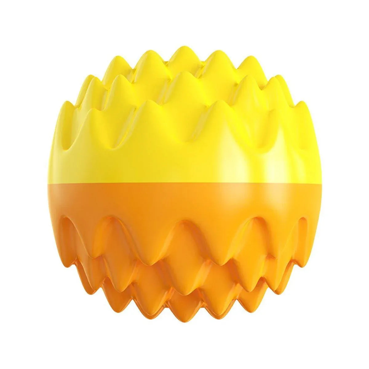 Dog Chew Ball Toy Elastic Teething Ball with Sound Interactive Puppy Play - Yellow