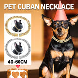 Cuban Chain Metal Dog Collar Pet Training Necklace for Small Medium Large Dogs - Gold-50cm