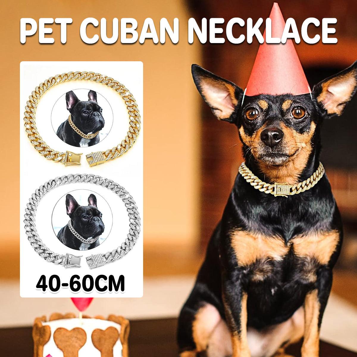 Cuban Chain Metal Dog Collar Pet Training Necklace for Small Medium Large Dogs - Gold-50cm