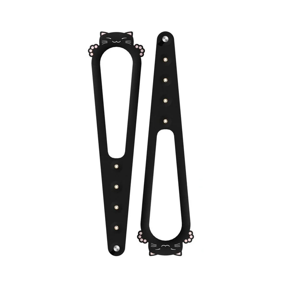 2PCS Adjustable Cat Door Strap for Room Access Control Prevent Large Pets Entering - Black