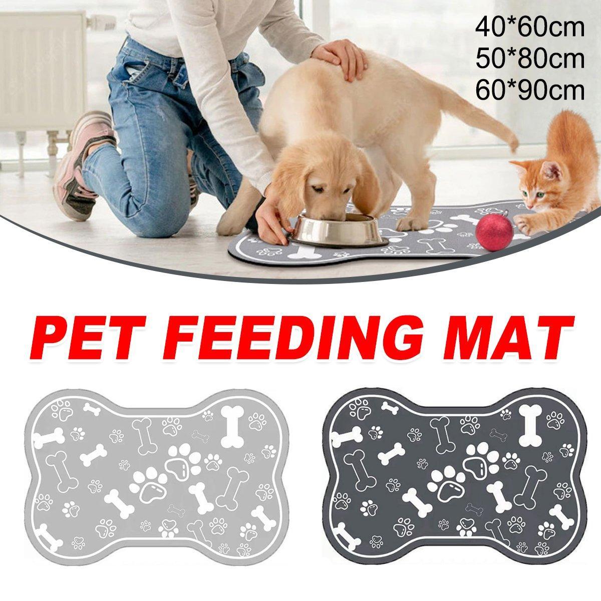 Pet Feeding Mat Non-slip Diatom Mud Absorbent Dirt-resistant Waterproof Placemat - Black-40x60cm