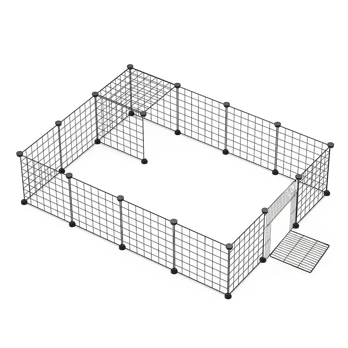 16pcs Large Cat Cage Indoor Cat Villa Double Layer Cat House Anti-jump Cat Fence - Black