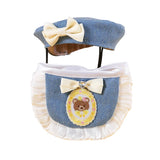 Pet Clothes Set Lace Bib with Hat Soft Cotton for Dogs Cats Wear Decoration - White