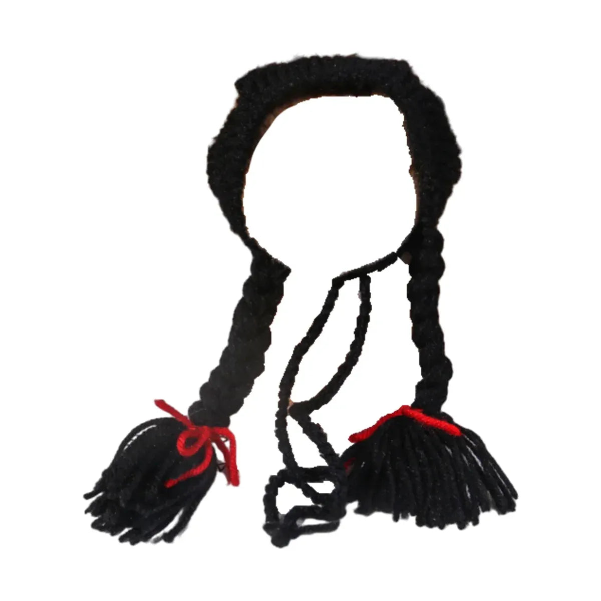 Cat Headwear Handmade Braid Hat Cat Wig Hat Cat Hair Accessory Pet Decoration - Black
