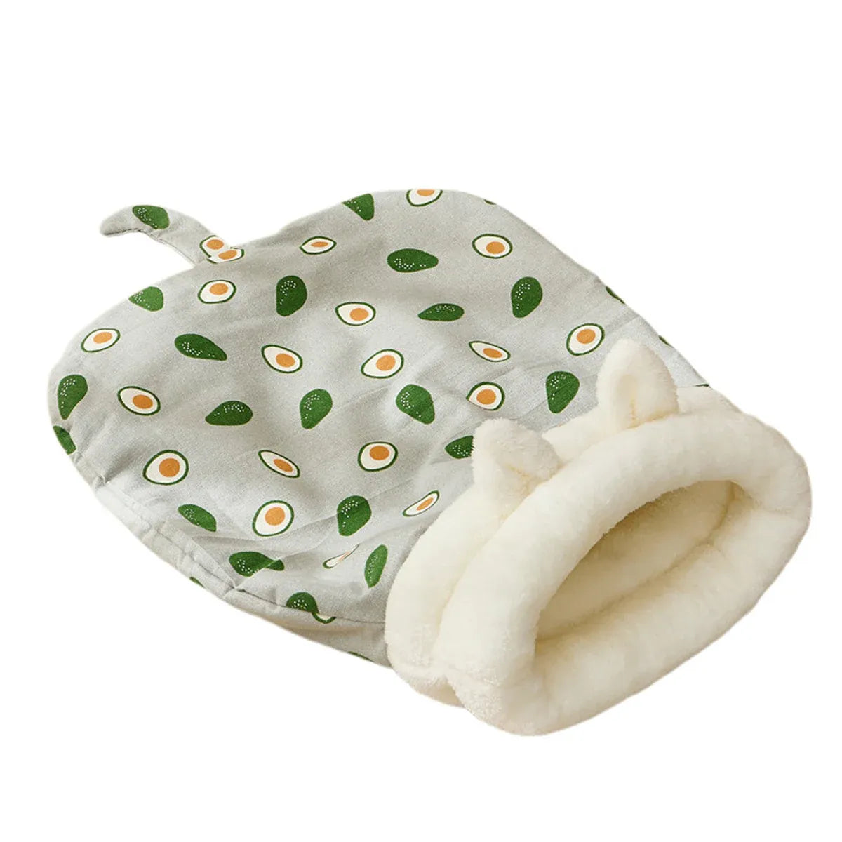 Semi Enclosed Warm Cat Sleeping Bag Comfortable Soft Fleece Pet Bed Easy Clean - Avocado
