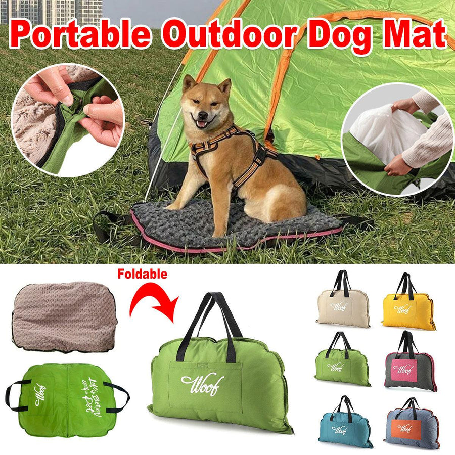 Portable Folding Pet Kennel Zippered Outdoor Dog Bed Travel Mat Waterproof - Yellow