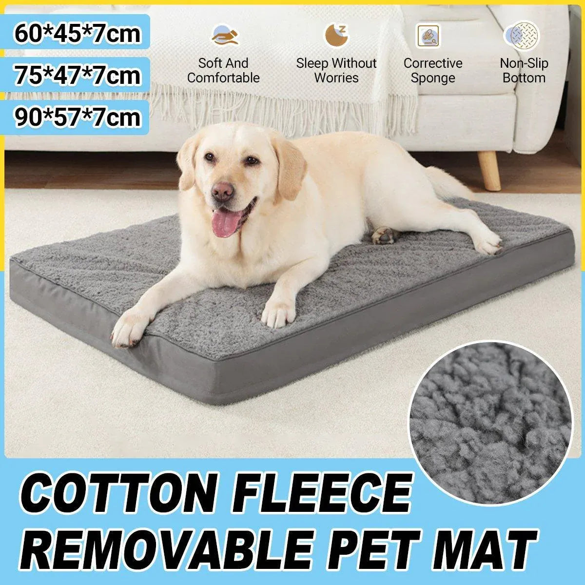 Removable Washable Waterproof Pet Mattress Anti-Bite Cushion Sleeping Dog Mat - 75x47x7cm