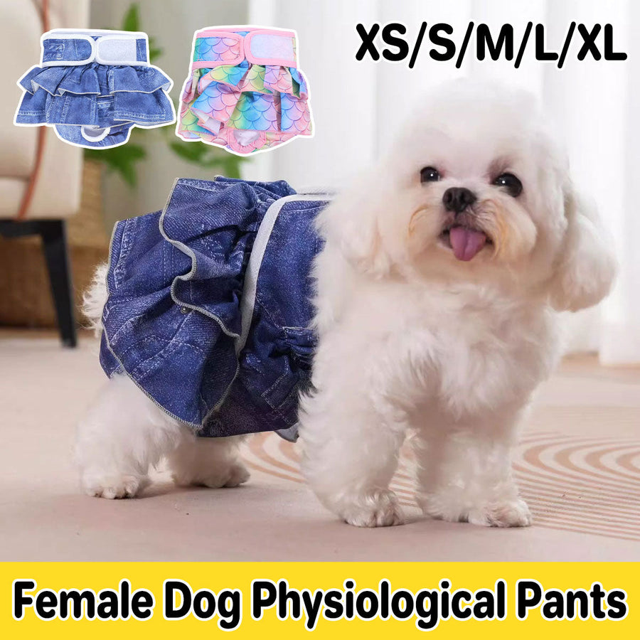 Pet Dog Diapers Female Pants Soft Breathable Underwear Reusable Sanitary Briefs - Mermaid - L