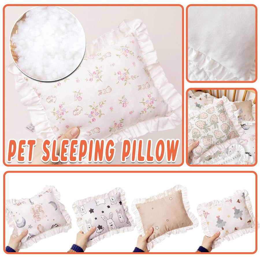 Lace Cat Pillow Soft Pet Cushion for Sleeping Comfortable Kitty Bed Cushion - White Strawberry