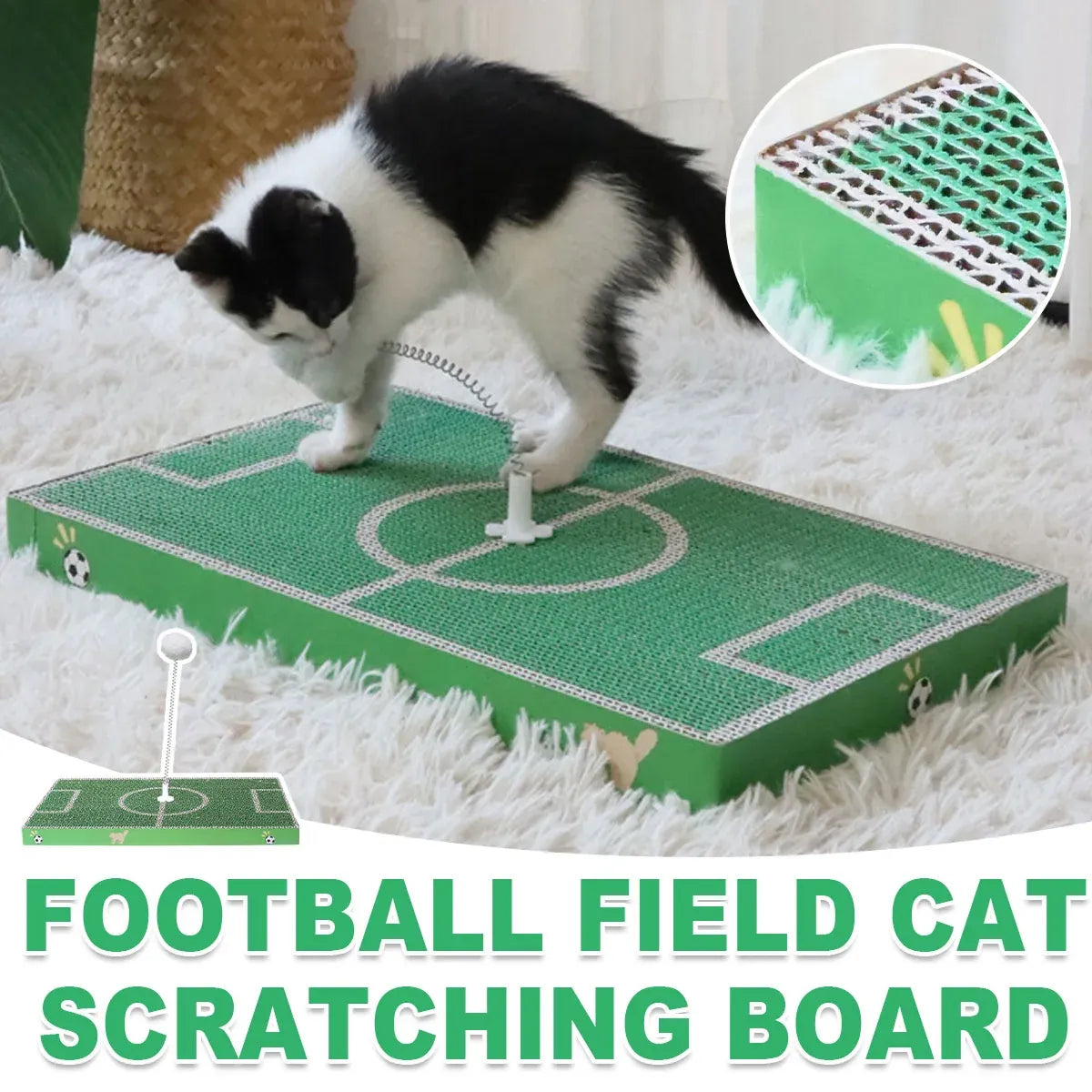 Football Field Shaped Cat Scratching Board Durable Non-Shedding for Cat Play