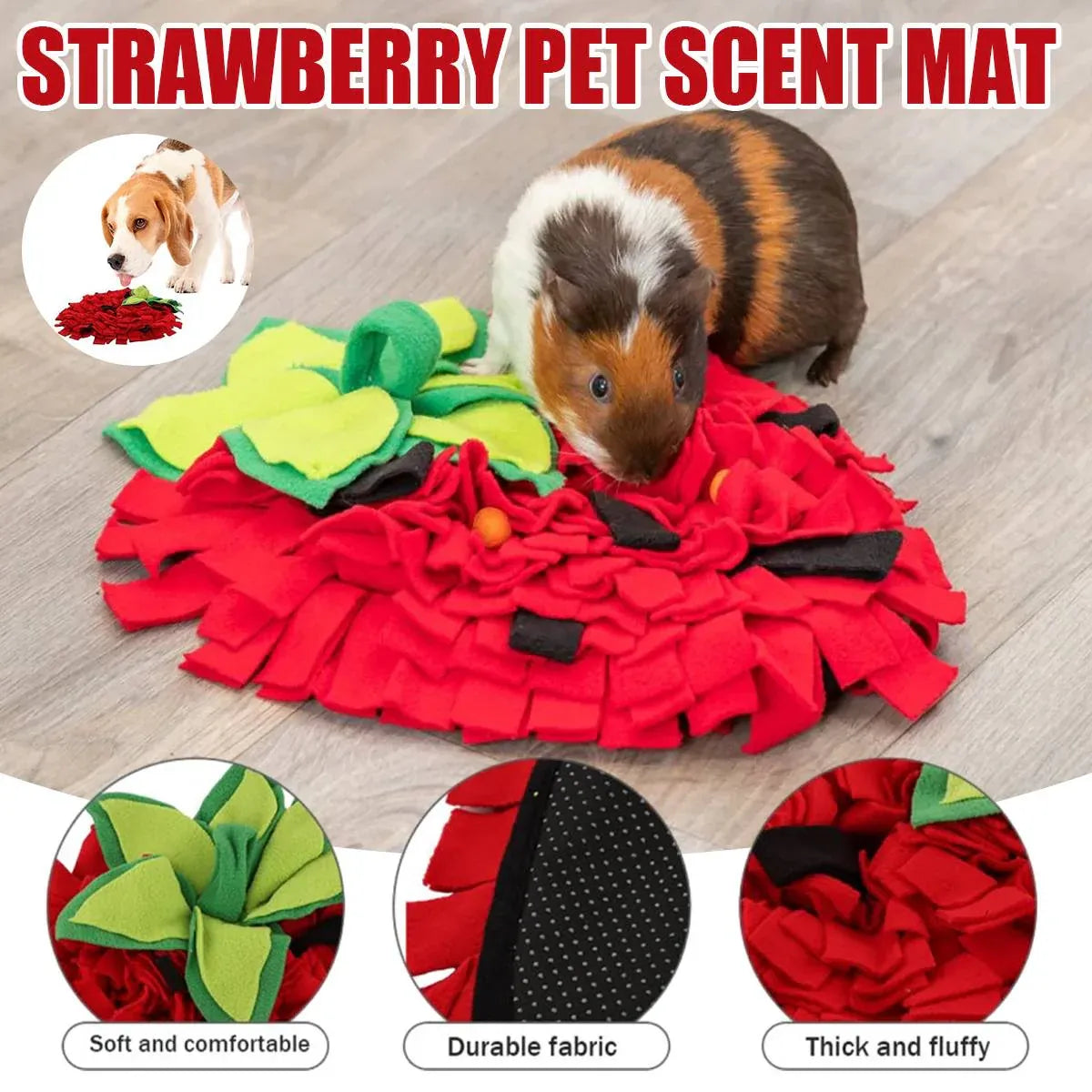 Strawberry Shaped Pet Snuffle Mat Slow Feeder Interactive Pet Puzzle Mat