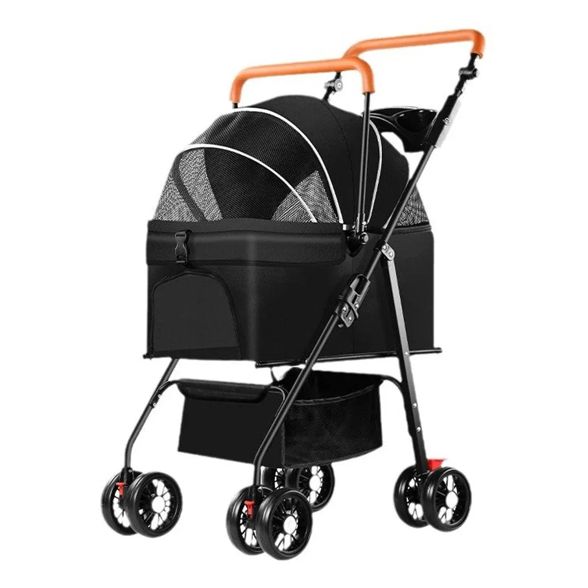 Foldable 2 in 1 Pet Stroller for Outdoor Travel Outing Lightweight Pet Carrier - Black