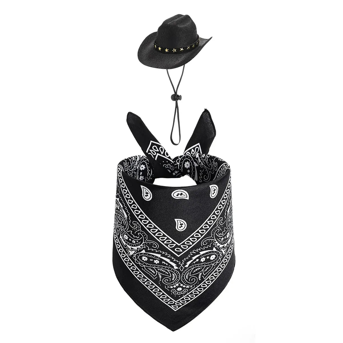 White Goose Western Cowboy Hat Bib Set Animal Decor Headwear Soft Cotton Use - Black
