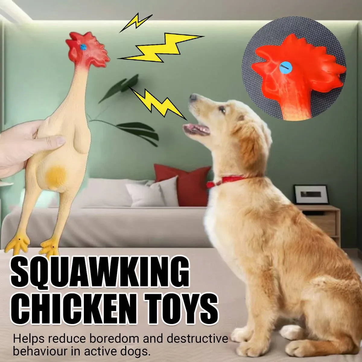 Squeaky Chicken Pet Chew Toy Durable Interactive Boredom Relief Dog Cat Play