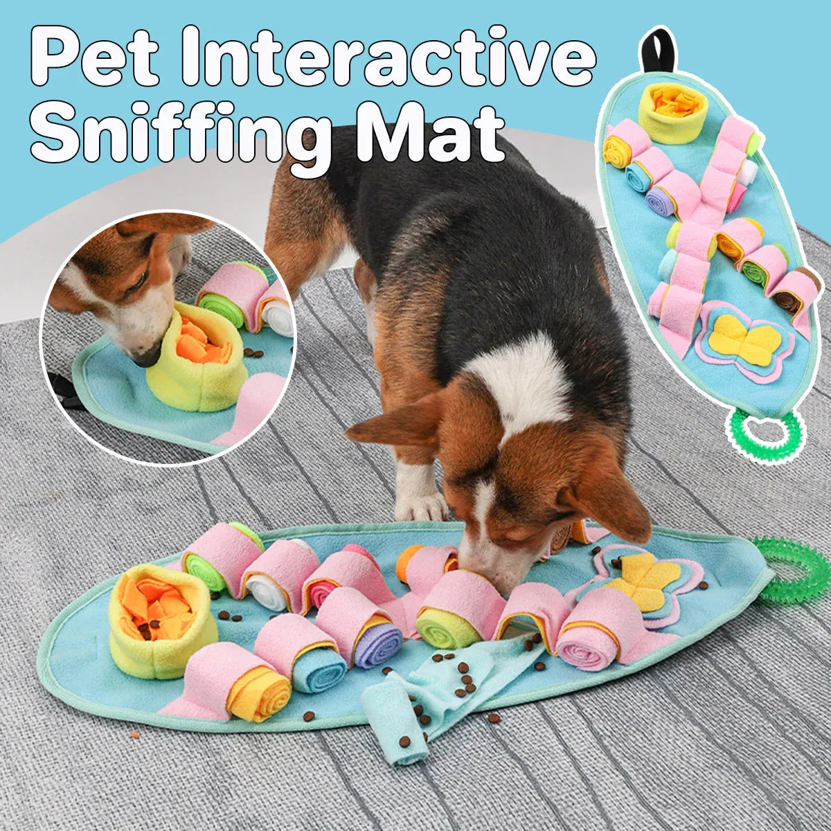 Interactive Dog Snuffle Mat Puzzle Toy Training Pad for Smell and Feeding