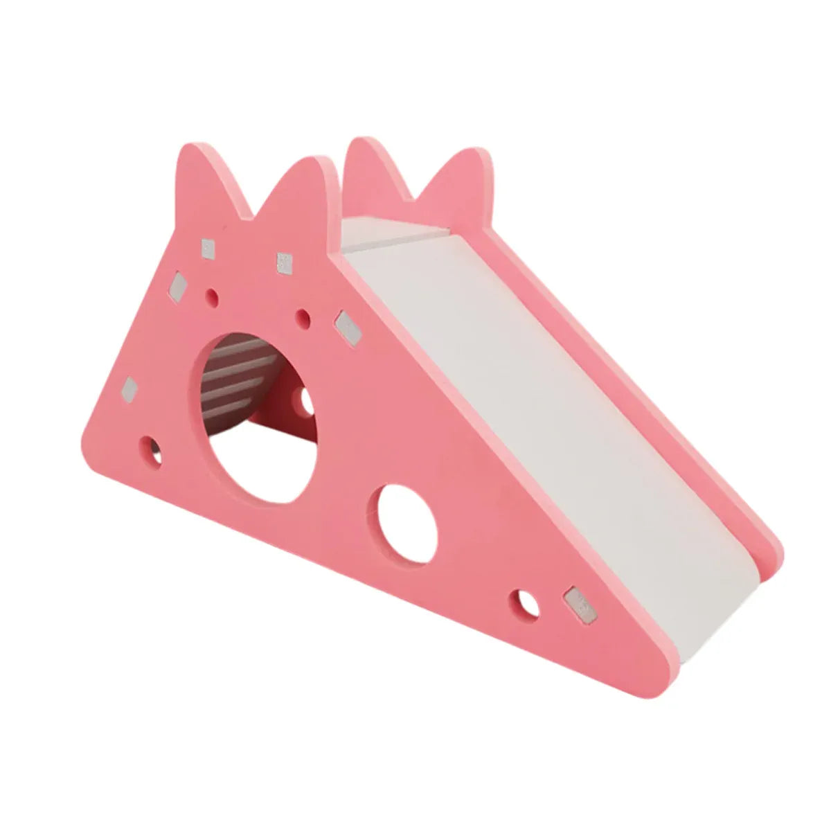 Hamster Toy House with Slide Small Pet Habitat Nest Non Toxic for Hamsters Play - Pink
