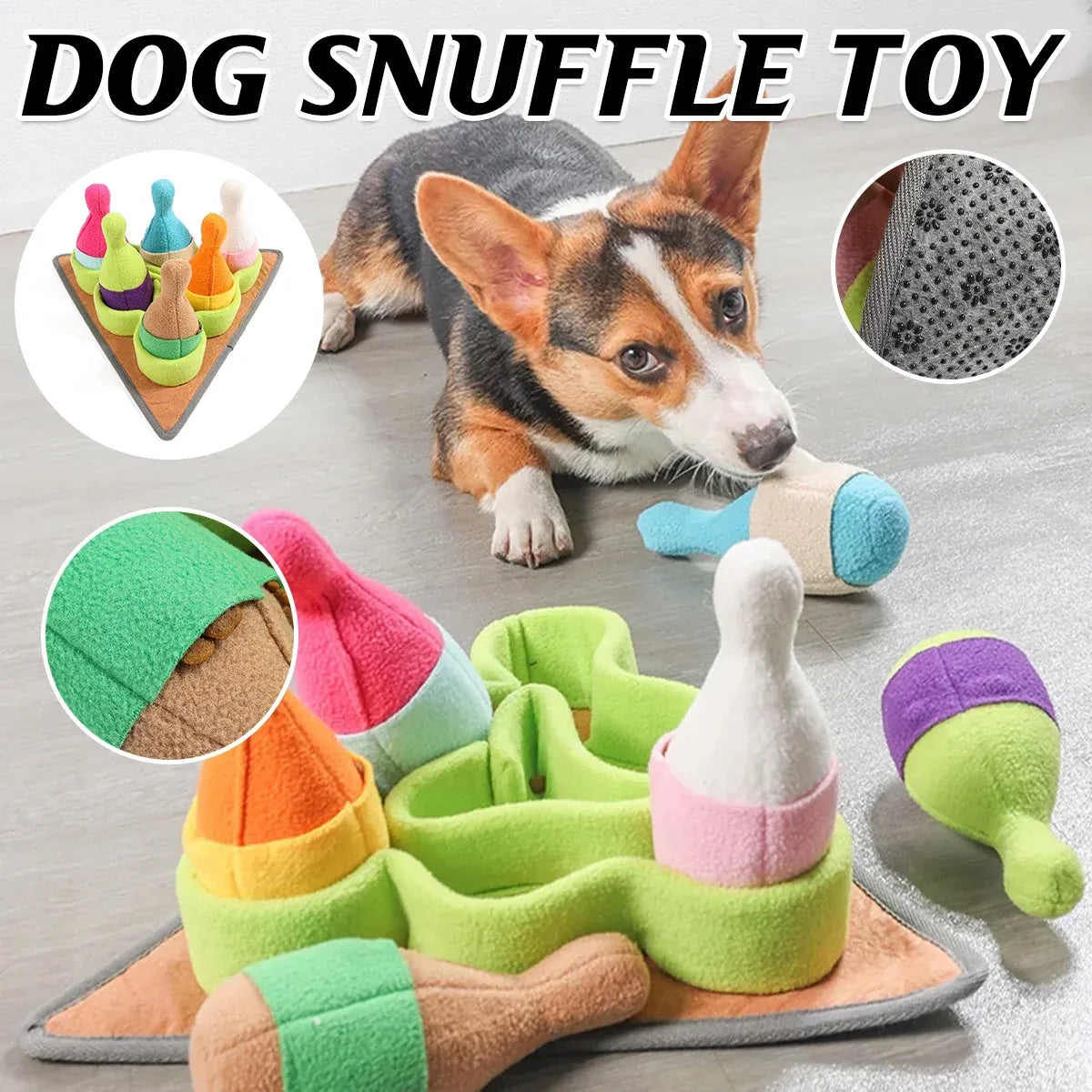 Dog Snuffle Chew Toy with Hidden Food Dispenser Interactive Training Puzzle Set