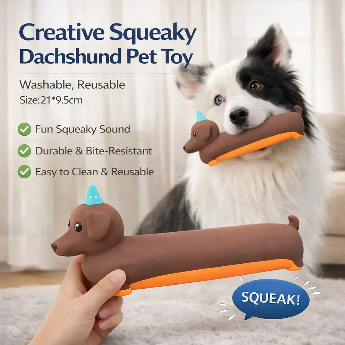 Indoor Pet Latex Squeaky Dachshund Dog Toy Interactive Boredom Relief Chew Toy