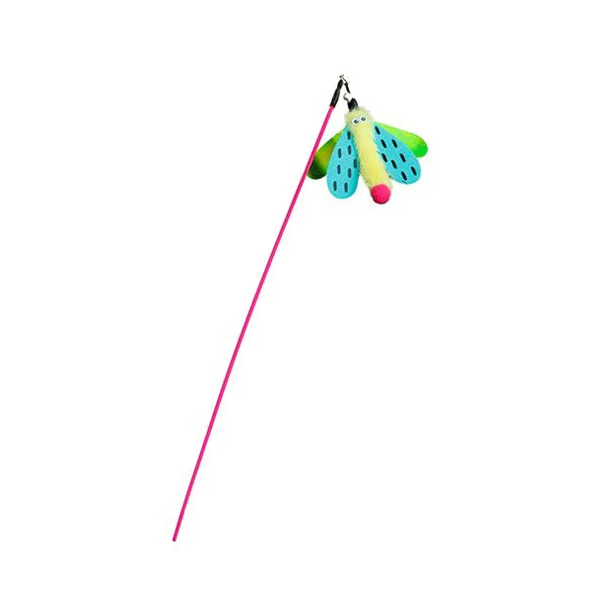 Insect Cat Teaser Wand 49cm Long Stick Toy with Bell for Interactive Play - Yellow