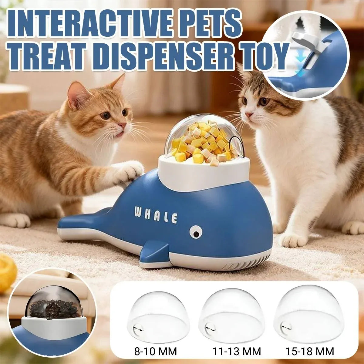 Whale Shaped Treat Feeder Slow Feeder For Cat Dog Interactive Self Play Pet Toy