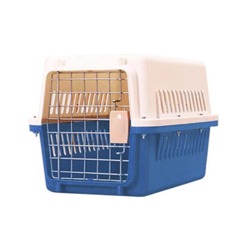 Portable Pet Travel Carrier Crate for Dog Cat Rabbit Ventilated Transport Box - Blue