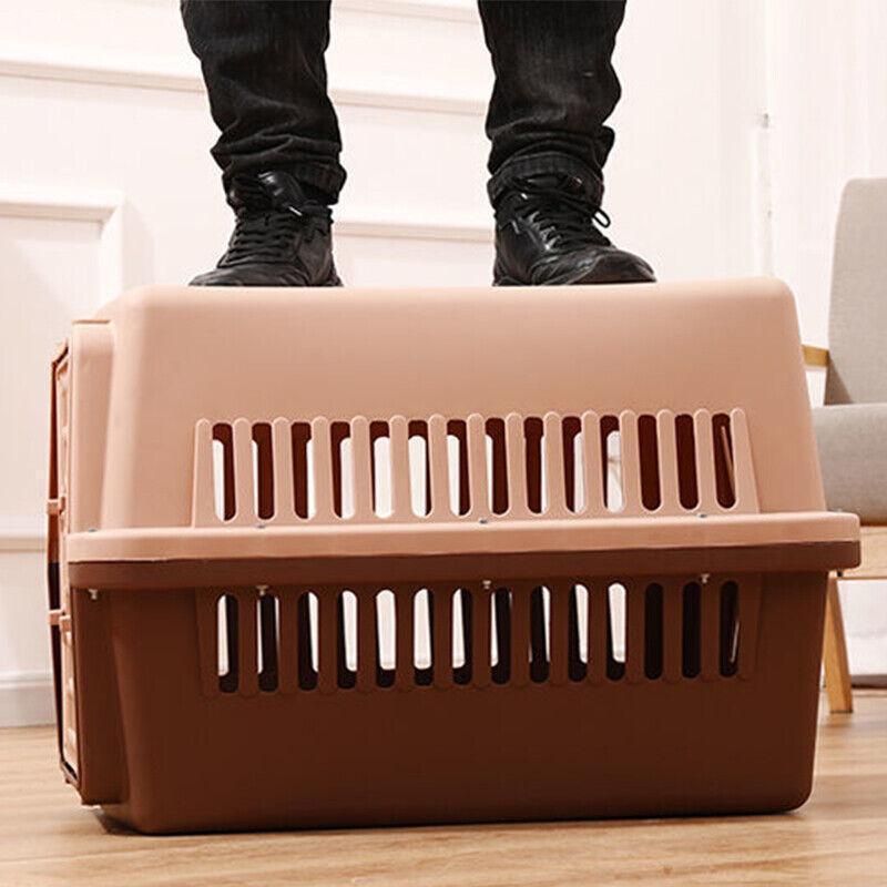 Portable Pet Travel Carrier Crate for Dog Cat Rabbit Ventilated Transport Box - Blue