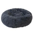 L-70CM Dog Cat Pet Calming Bed Washable ZIPPER Cover Warm Soft Plush Round Sleeping - Grey
