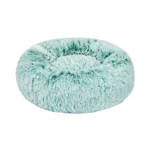 L-70CM Dog Cat Pet Calming Bed Washable ZIPPER Cover Warm Soft Plush Round Sleeping - Light Green