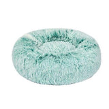 L-70CM Dog Cat Pet Calming Bed Washable ZIPPER Cover Warm Soft Plush Round Sleeping - Light Green