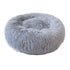 L-70CM Dog Cat Pet Calming Bed Washable ZIPPER Cover Warm Soft Plush Round Sleeping - Light Grey