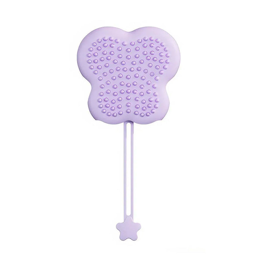 Double Hand Cat Bath Gloves Hair Removal Comb Grooming Floating Hair - Purple